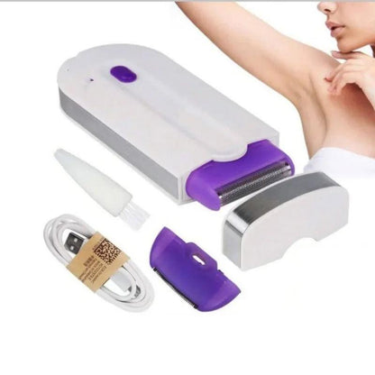 Professional Painless Hair Removal Kit Laser Touch Epilator USB Rechargeable Women Body Face Leg Bikini Hand Shaver Hair Remover - ROYAL TRENDS Experience painless hair removal with the Professional Laser Touch Epilator. This USB rechargeable device is designed for use on the body, face, legs, bikini area, and hands. Say goodbye to painful waxing and shaving and hello to smooth, hair-free skin. 