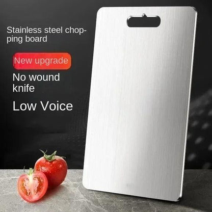 Double-sided Stainless Steel Cutting Board Food Grade Commercial Thickened Mildew Resistant Domestic Fruit Cutting Board - ROYAL TRENDS Elevate your food preparation with our Double-sided Stainless Steel Cutting Board. Crafted from food grade stainless steel, this commercial-grade board is thicker and more resistant to mildew. With double-sided usability and a sleek design, keep your kitchen clean and your food safe. 