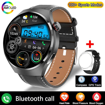 New GPS GT4 Pro NFC Smart Watch Men 360*360 AMOLED HD Screen Heart rate Bluetooth Call IP68 Waterproof Man Smartwatch For HUAWEI