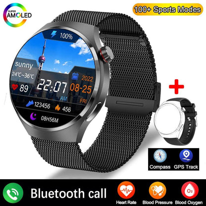 New GPS GT4 Pro NFC Smart Watch Men 360*360 AMOLED HD Screen Heart rate Bluetooth Call IP68 Waterproof Man Smartwatch For HUAWEI