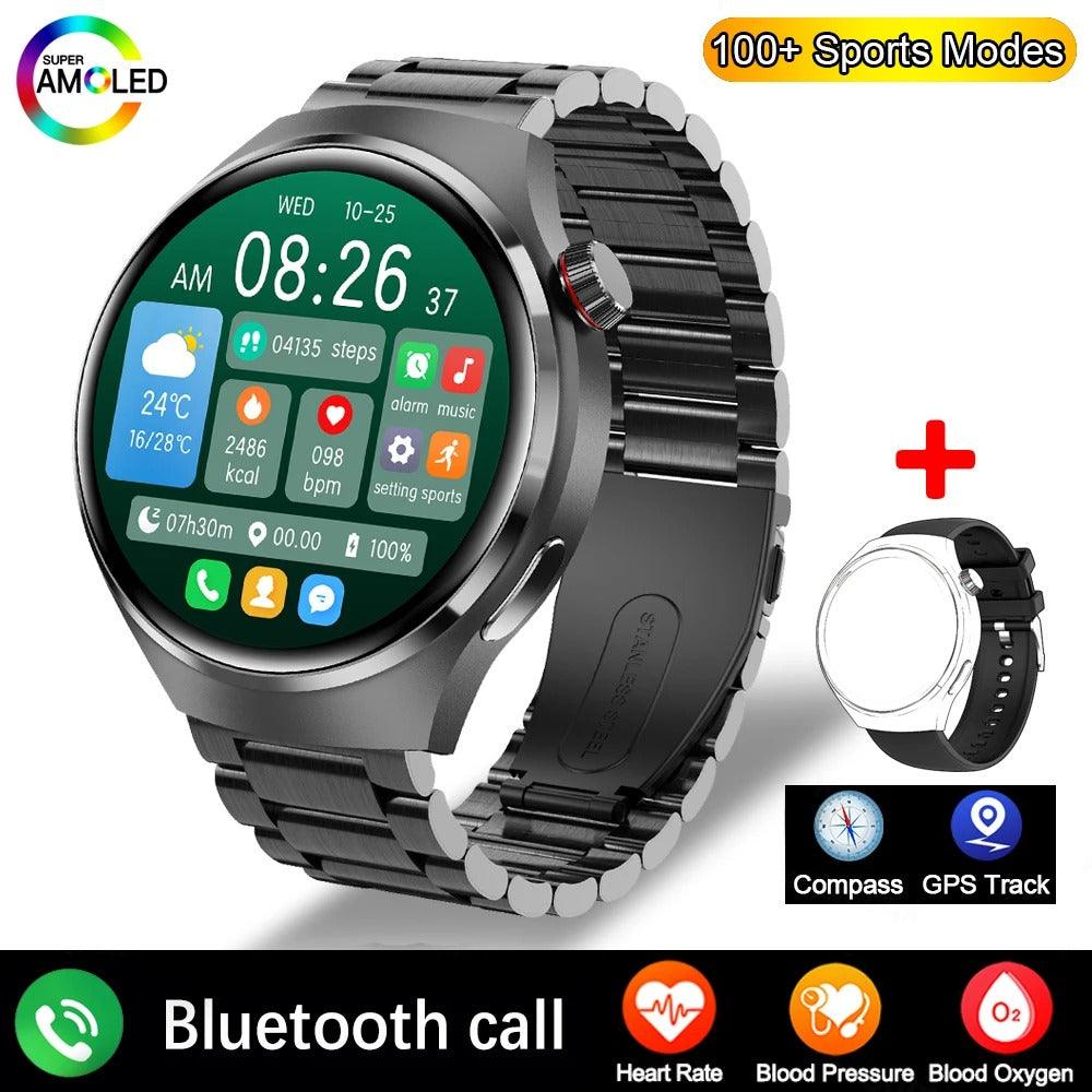 New GPS GT4 Pro NFC Smart Watch Men 360*360 AMOLED HD Screen Heart rate Bluetooth Call IP68 Waterproof Man Smartwatch For HUAWEI