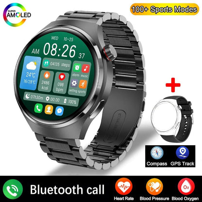 New GPS GT4 Pro NFC Smart Watch Men 360*360 AMOLED HD Screen Heart rate Bluetooth Call IP68 Waterproof Man Smartwatch For HUAWEI