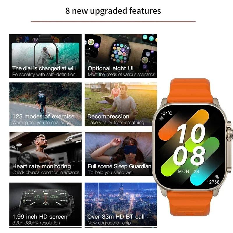 2024 T900 Ultra 2 Smart Watch Men 49mm Series 8 2.3 "AMOLED Screen NFC Compass Waterproof For Apple Watch IWO Ultra 8 Smartwatch - ROYAL TRENDS Stay connected and in style with the 2024 T900 Ultra 2 Smart Watch for men. Featuring a 49mm Series 8 2.3" AMOLED screen, NFC technology, and a built-in compass, this waterproof smartwatch is perfect for the active individual. Compatible with Apple Watch and IWO Ultra 8, stay on top of your game with this sleek, high-tech accessory. 