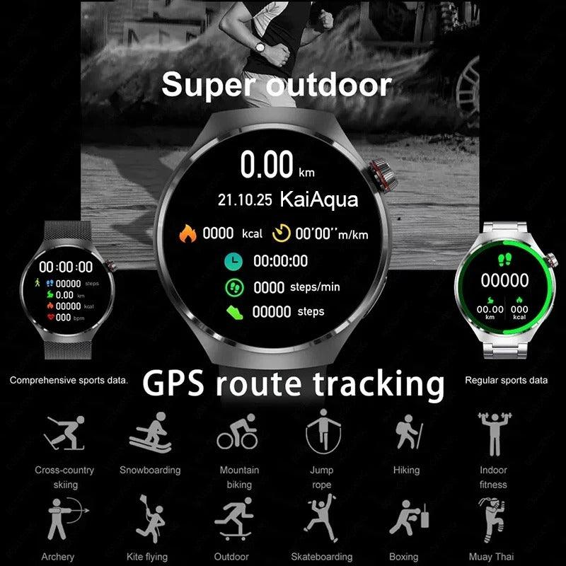 New GPS GT4 Pro NFC Smart Watch Men 360*360 AMOLED HD Screen Heart rate Bluetooth Call IP68 Waterproof Man Smartwatch For HUAWEI