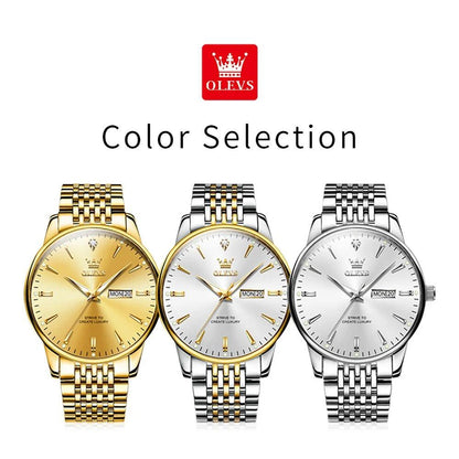 OLEVS Luxury Top Brand Men's Quartz Watches Classic Original Watch for Men Business Fashion Waterproof Gold Men's Wristwatch+Box - ROYAL TRENDS Experience timeless elegance with OLEVS Luxury Top Brand Men's Quartz Watches. This classic original watch for men exudes style and sophistication for any business occasion. With reliable quartz movement and a waterproof design, this wristwatch is a must-have accessory for any man's collection. 