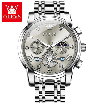 OLEVS NEW Men's Quartz Watches Skeleton Flywheel Design Chronograph Classic Fashion Wrist watch for Men Moon phase Waterproof - ROYAL TRENDS Enhance your style with the OLEVS NEW Men's Quartz Watches. Featuring a sleek flywheel design and reliable chronograph, this watch is the perfect combination of fashion and functionality. With a moon phase display and waterproof design, you'll always be on time and look good while doing it. 