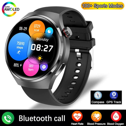 New GPS GT4 Pro NFC Smart Watch Men 360*360 AMOLED HD Screen Heart rate Bluetooth Call IP68 Waterproof Man Smartwatch For HUAWEI